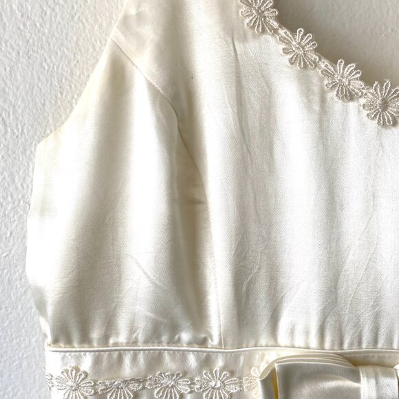 Vintage Cream Slip Dress Evening Gown Wedding Dress Party Gown Formal Dress L - Picture 3 of 12